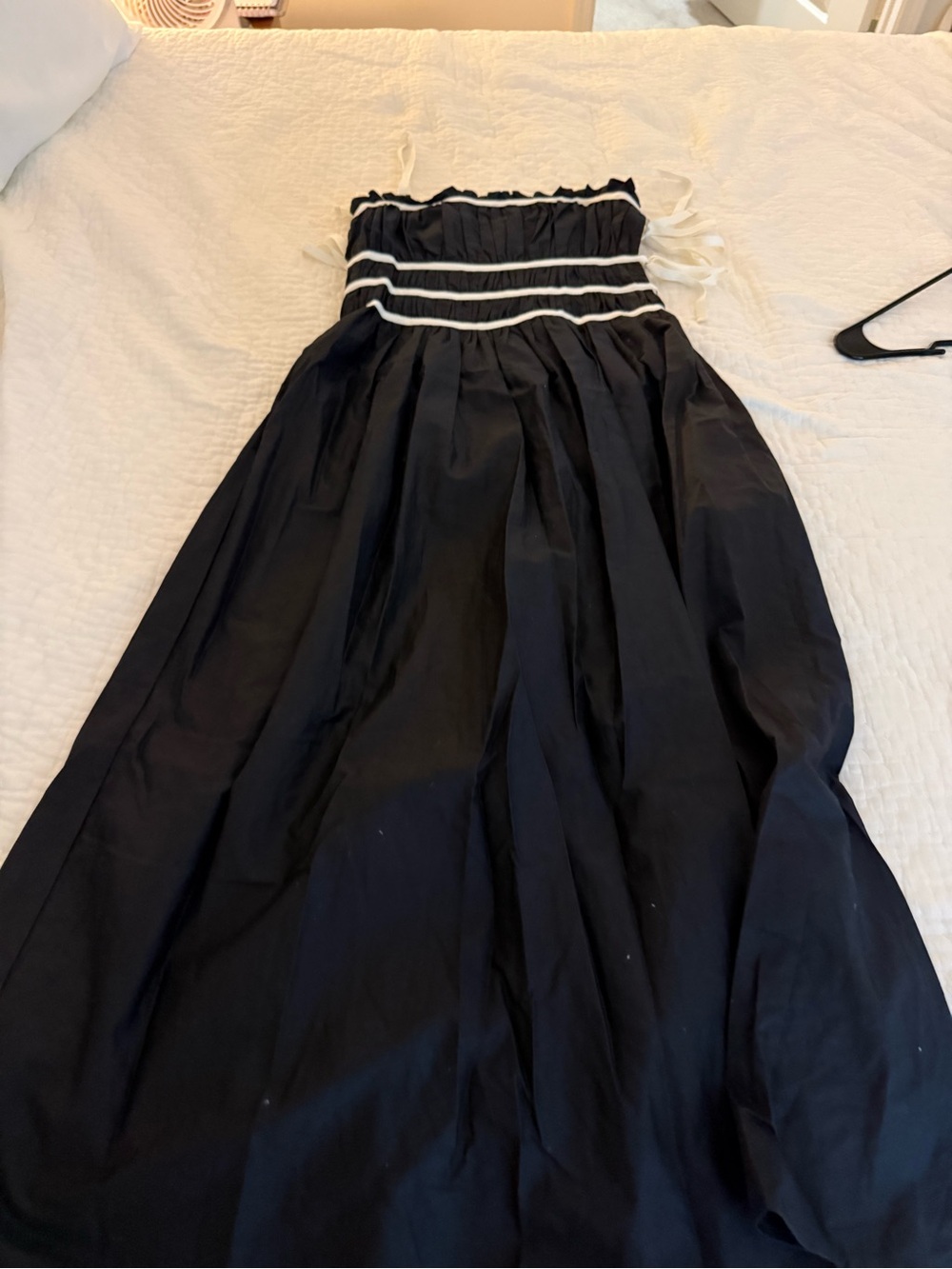 Black Strapless Maxi Dress with White Trim